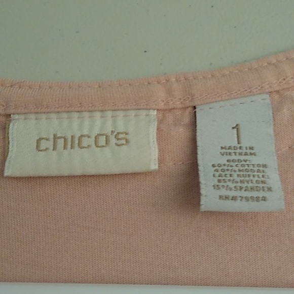 CHICO'S LAYERED LACE RUFFLE SOFT PINK TANK TOP SHELL - Picture 3 of 7
